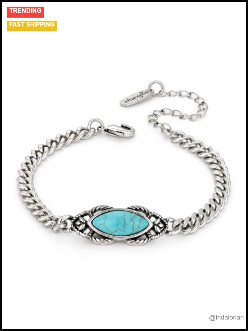 Turquoise Western Curb Chain Bracelet Copper Vintage Cowgirl Jewelry Adjustable